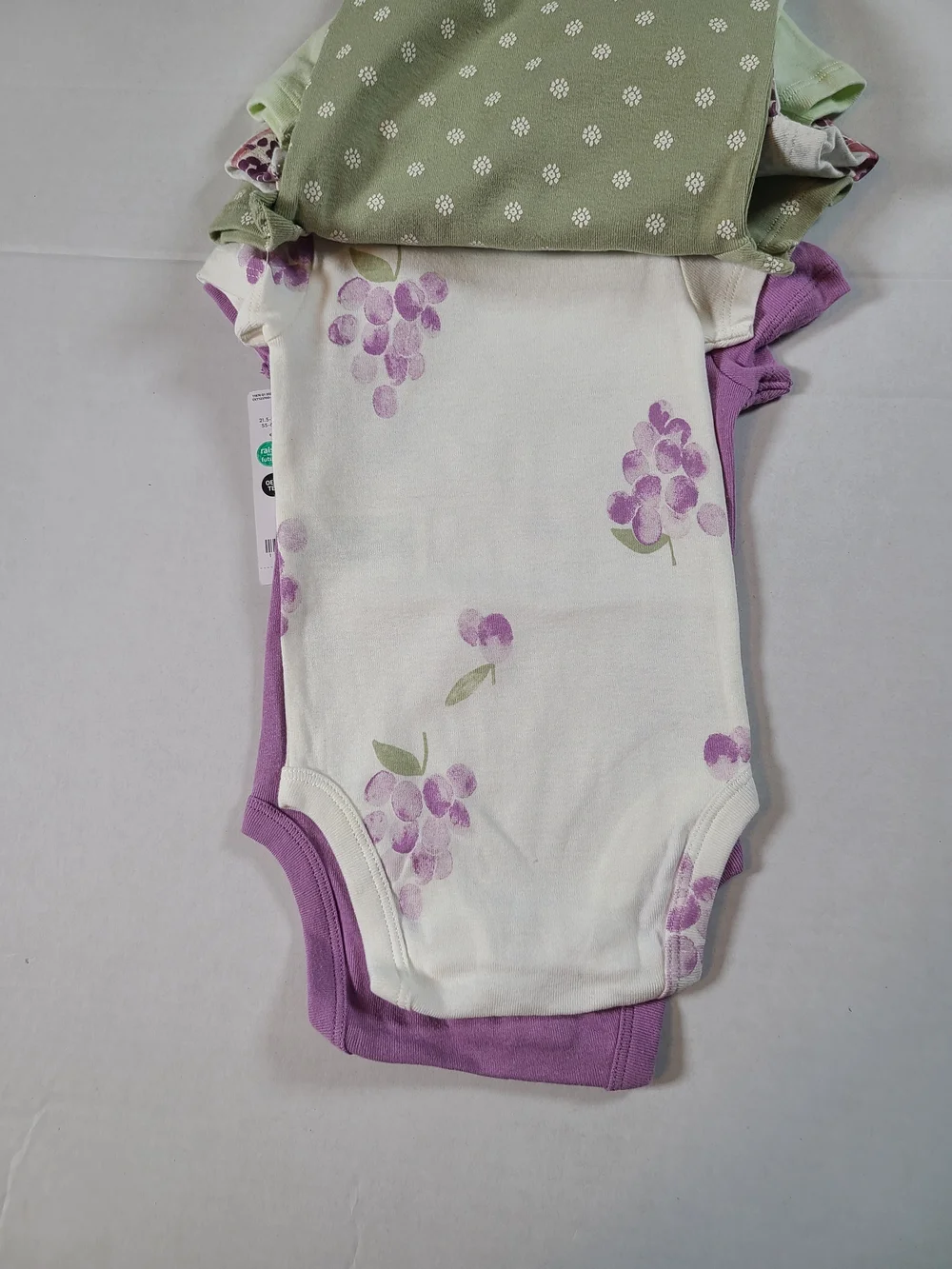 Carter's Baby Girl One Piece Set Of 5- Green & Purple NWT 3 Months